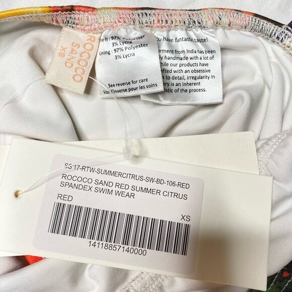 Rococo Sand One Piece Swimsuit Halter Neck Backless Floral Stripes Red White XS - Picture 6 of 7